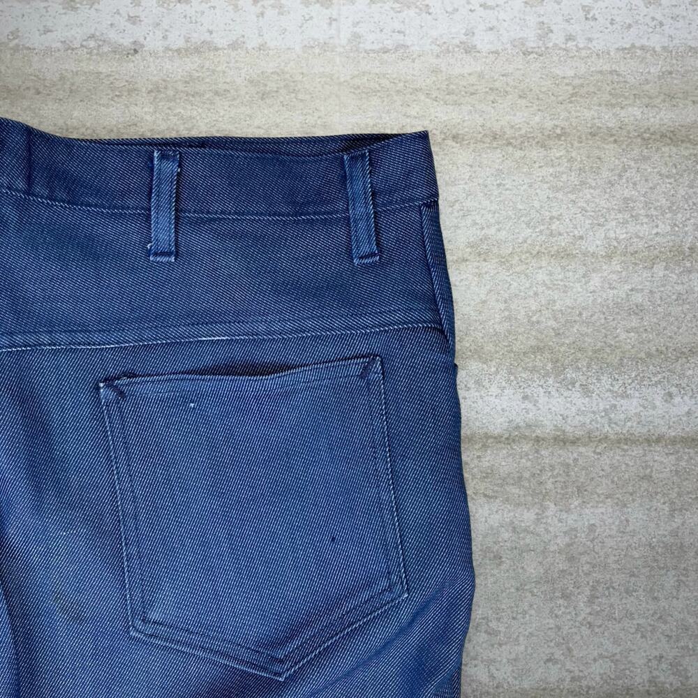 True Vintage 70s Perma Prest Dress Pants 36x32 Bootcut Flared Fit Dark Blue - Picture 4 of 5